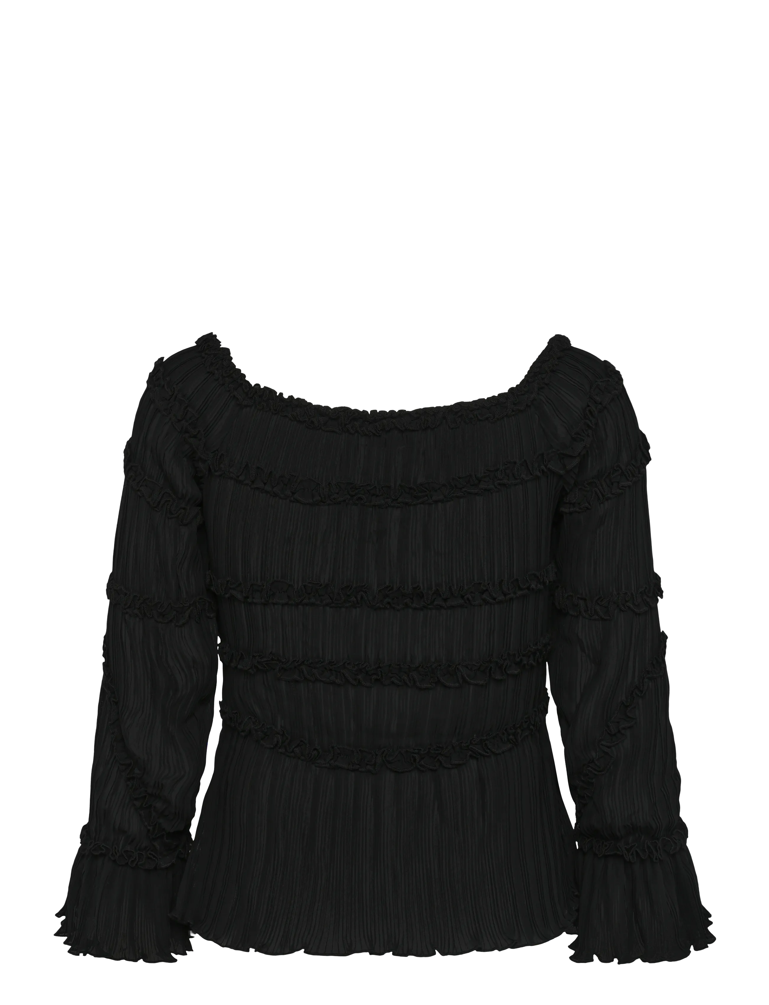 Laagam - PETRA BLACK TEXTURED BLOUSE - langærmede bluser - black - 2