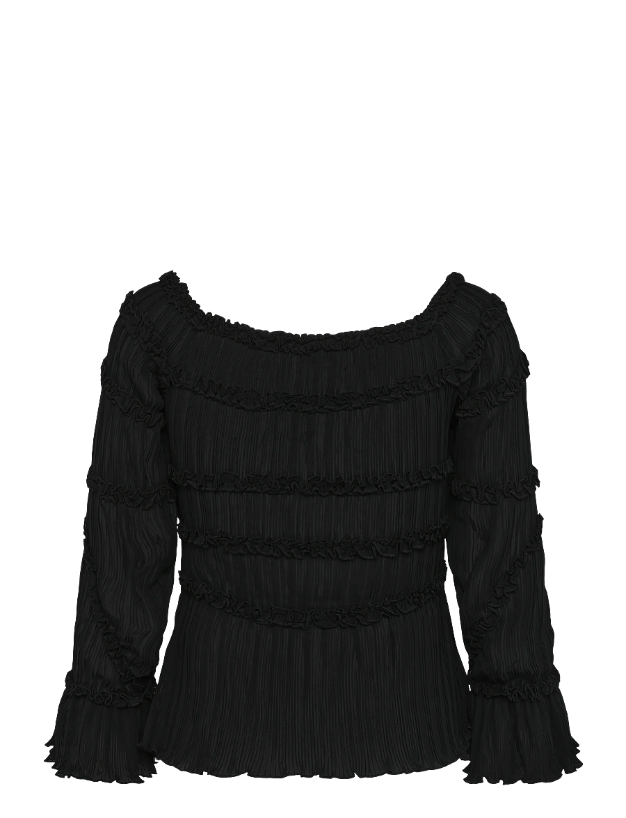 Laagam - PETRA BLACK TEXTURED BLOUSE - langærmede bluser - black - 2