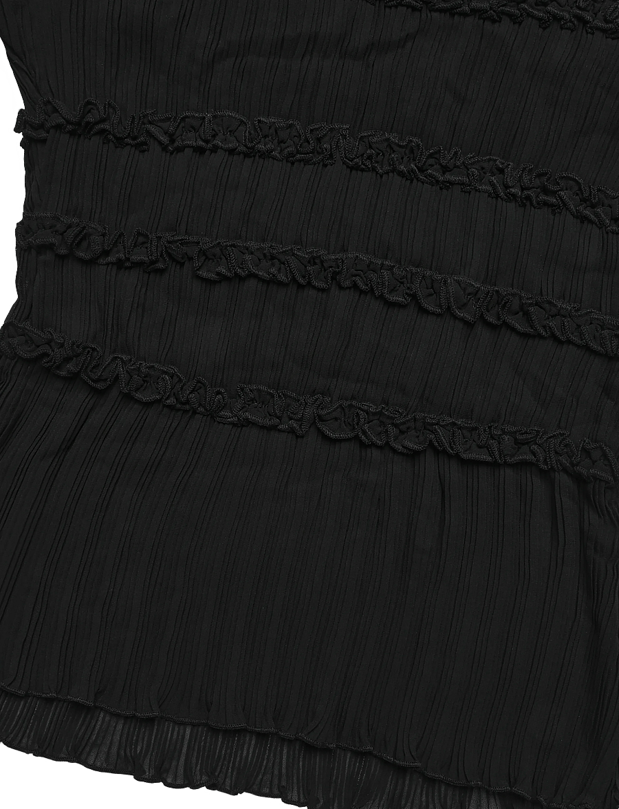 Laagam - PETRA BLACK TEXTURED BLOUSE - langærmede bluser - black - 4