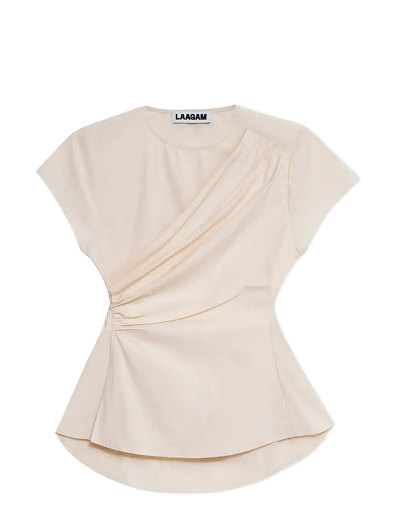Laagam - RAVEN WHITE ASYMMETRIC BLOUSE - kortärmade blusar - white - 1