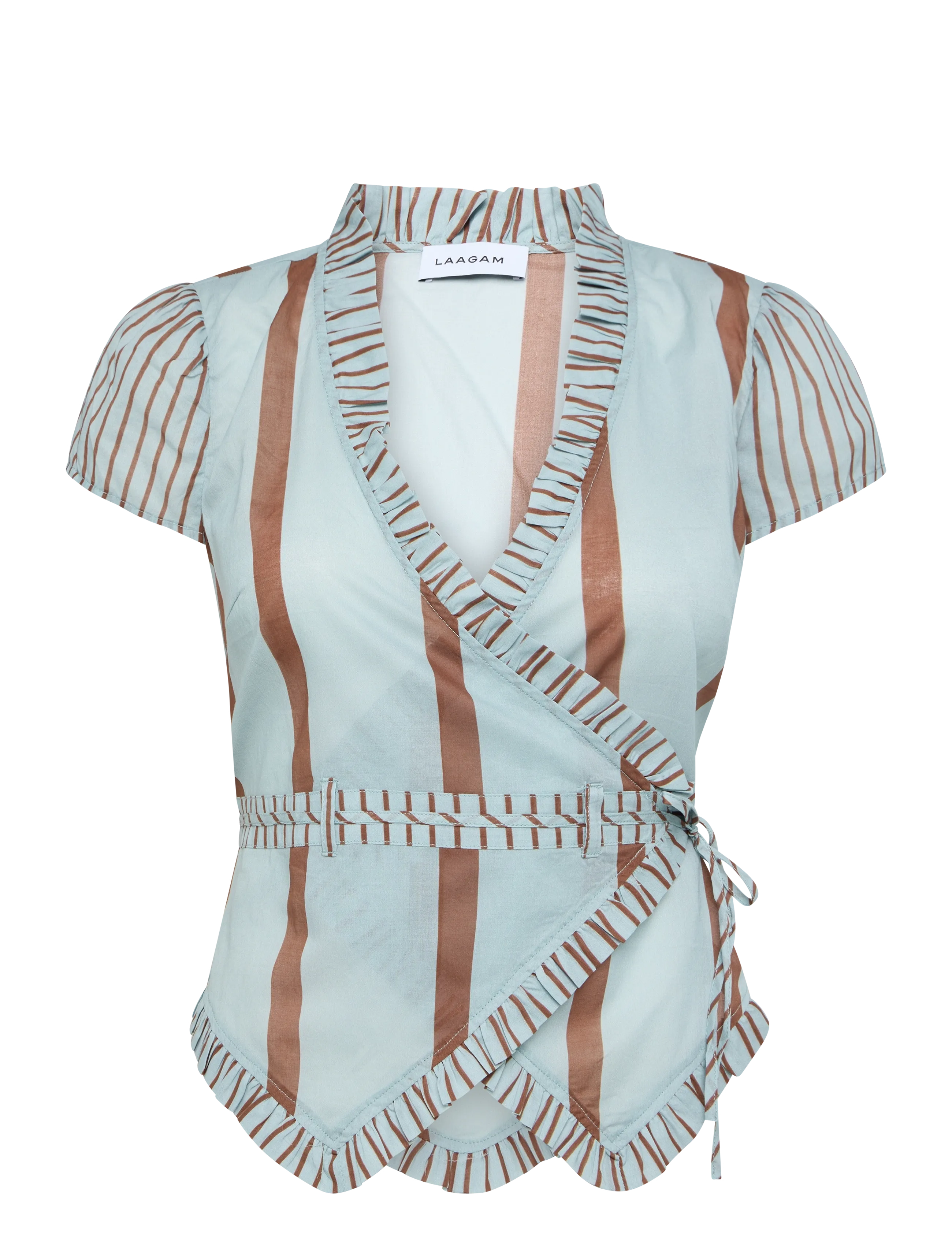 Laagam ATENA TURQUOISE STRIPED WRAPBLOUSE - Modern femininity - TURQUOISE / blue