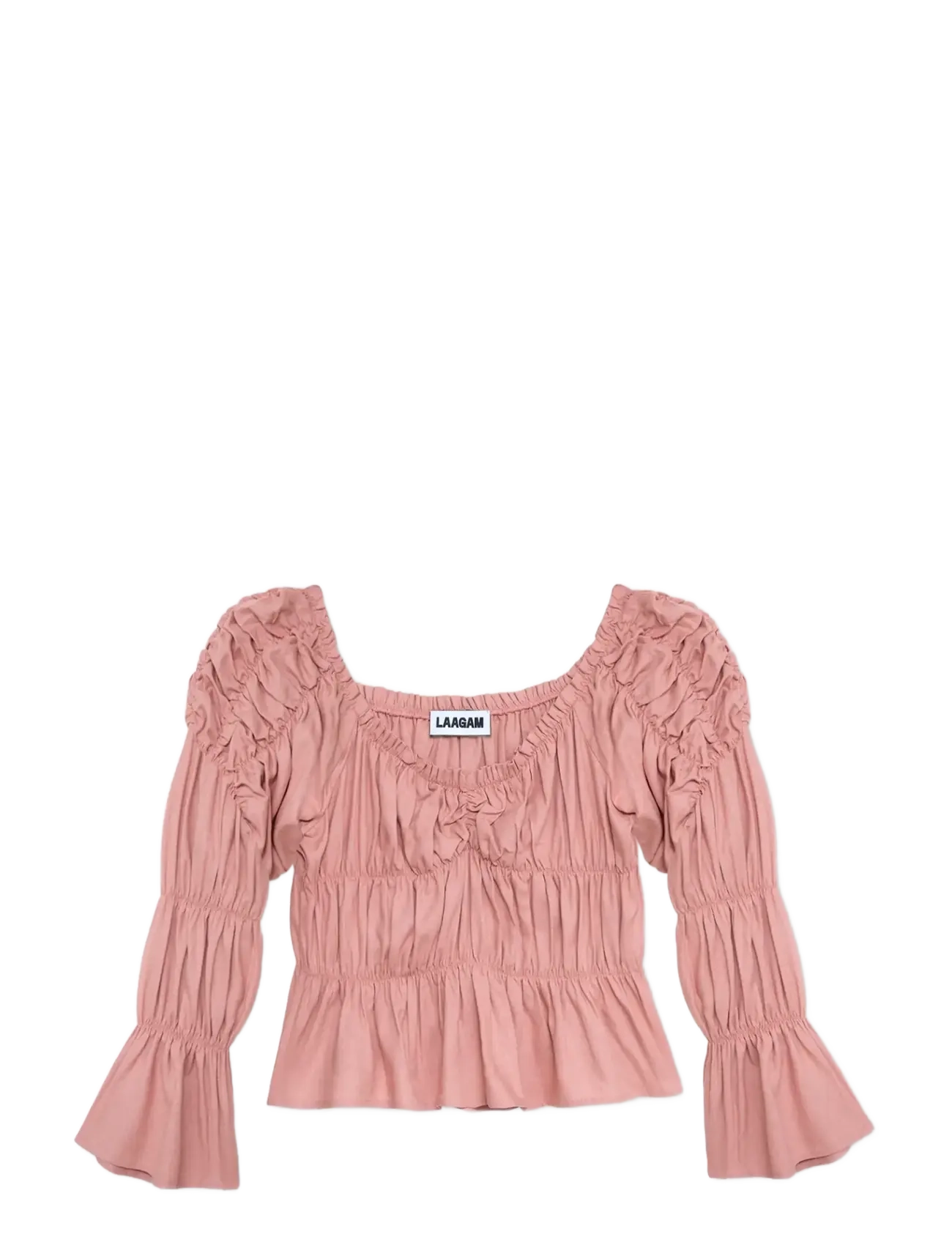 LAAGAM Sadie Pink Linen Ruched Bluse Pink - L - Damen