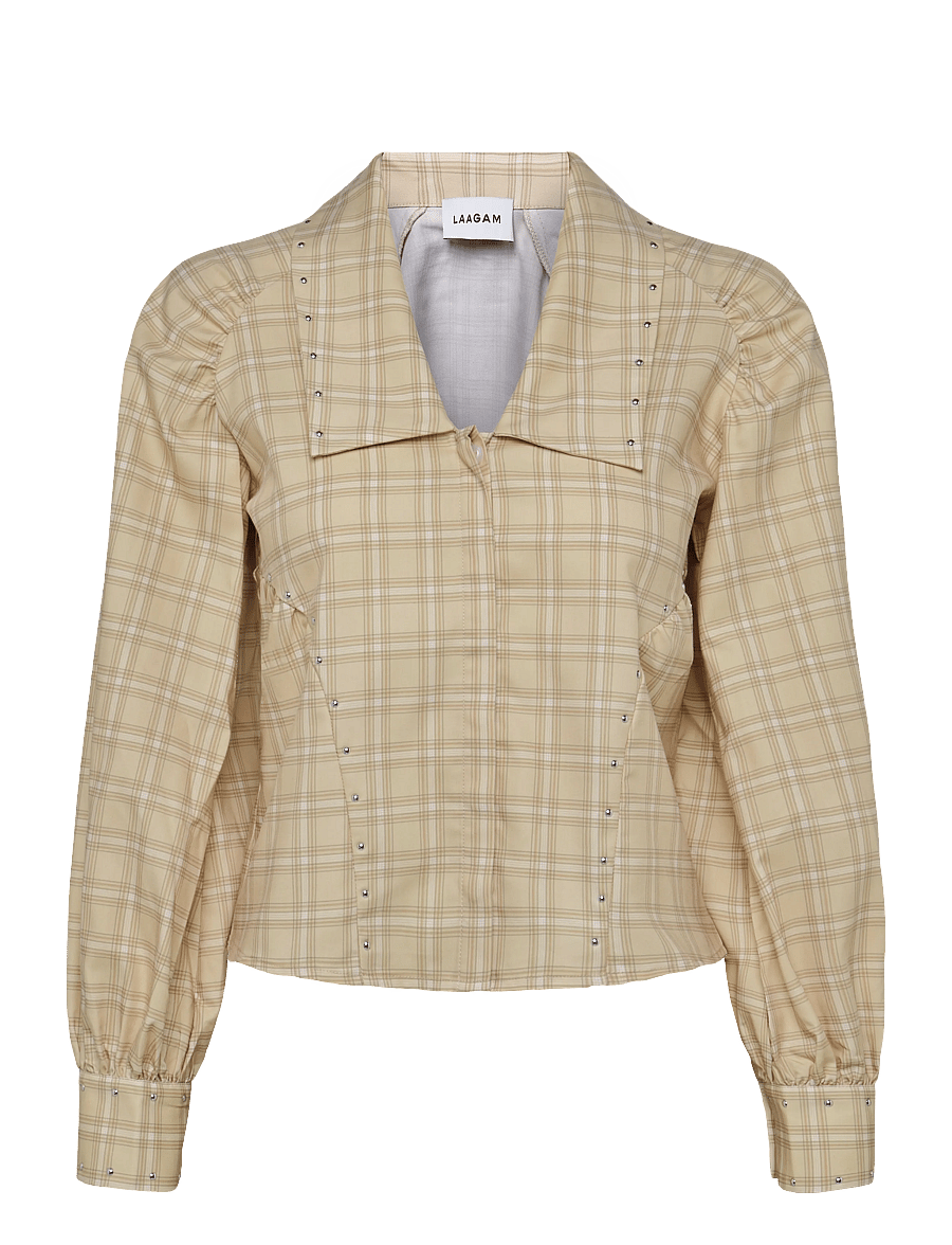 Laagam - ROWAN BEIGE SQUARED BLOUSE - langærmede bluser - beige - 0
