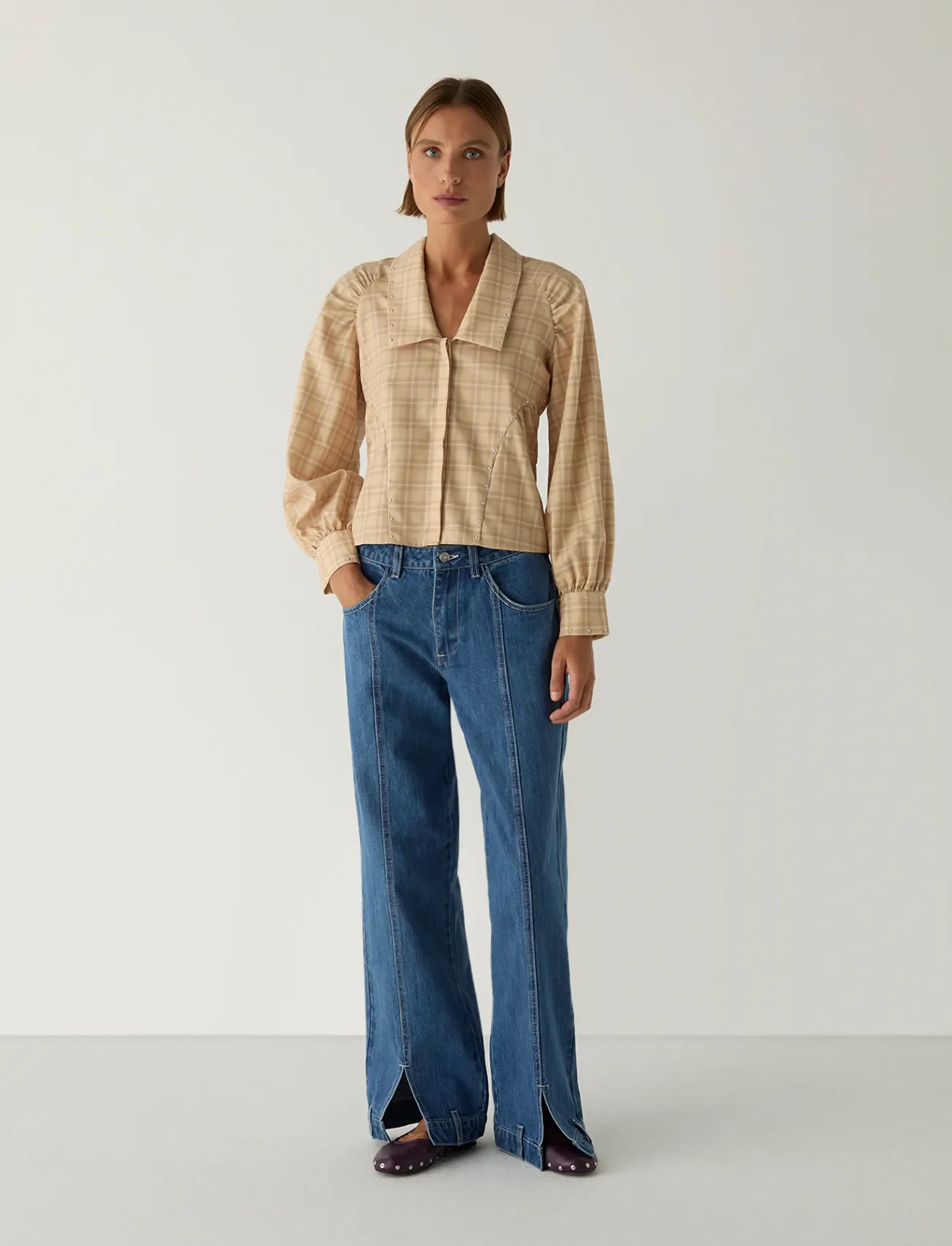 Laagam ROWAN BEIGE SQUARED BLOUSE - Blouses - BEIGE / beige