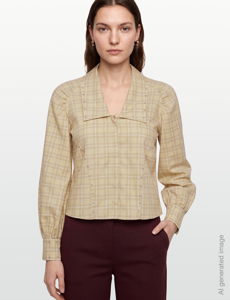Laagam - ROWAN BEIGE SQUARED BLOUSE - long sleeved blouses - beige - 3