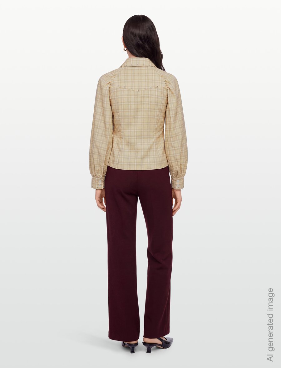 Laagam - ROWAN BEIGE SQUARED BLOUSE - long sleeved blouses - beige - 4