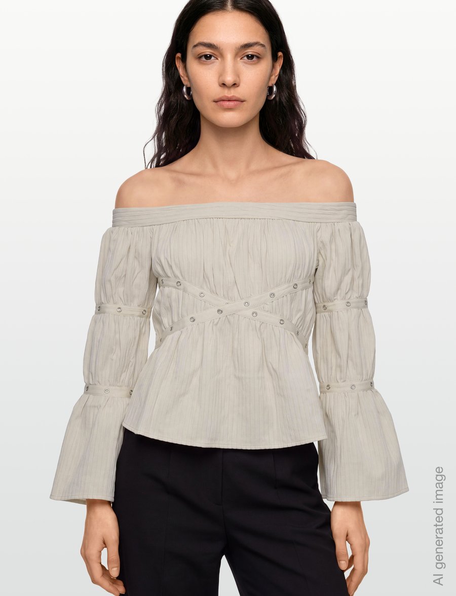 Laagam - ADDISON ECRU RUCHED BLOUSE - langärmelige blusen - ecru - 3