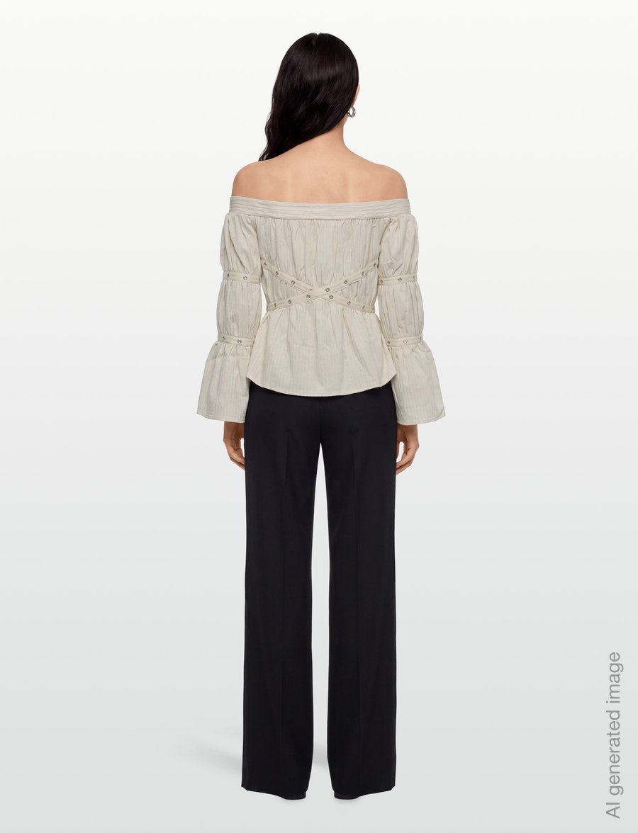 Laagam - ADDISON ECRU RUCHED BLOUSE - langärmelige blusen - ecru - 4