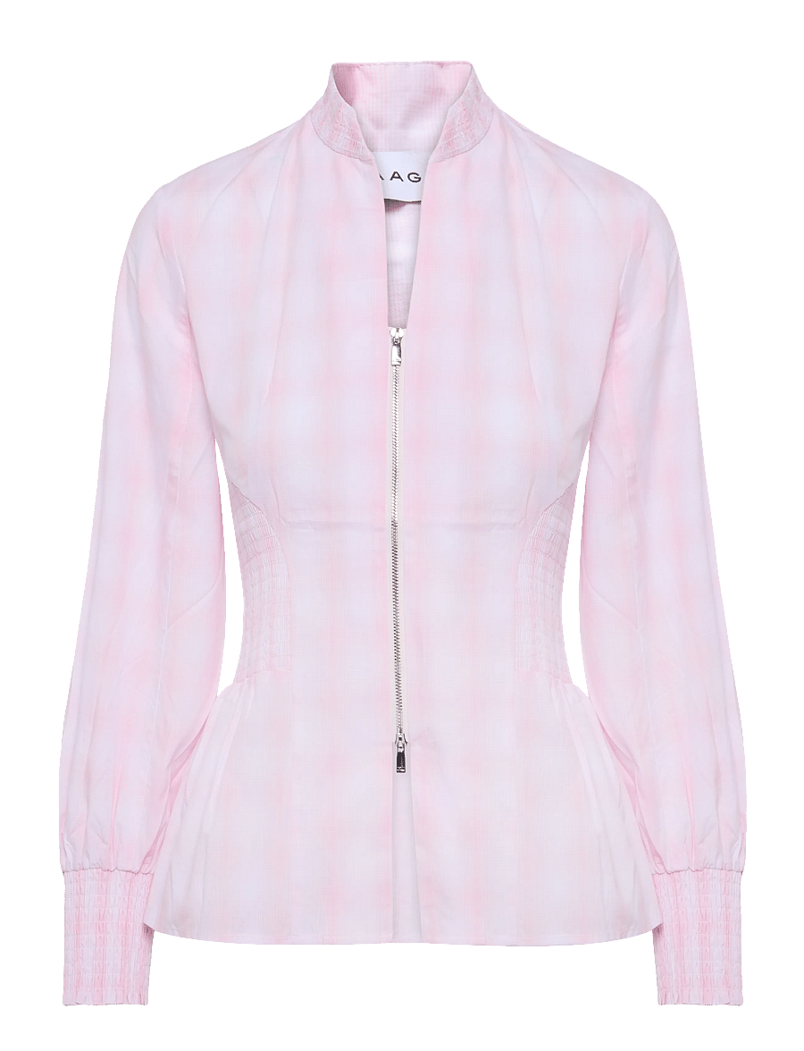 Laagam - MINA PINK SQUARED ZIPPERED BLOUSE - langærmede bluser - pink - 0