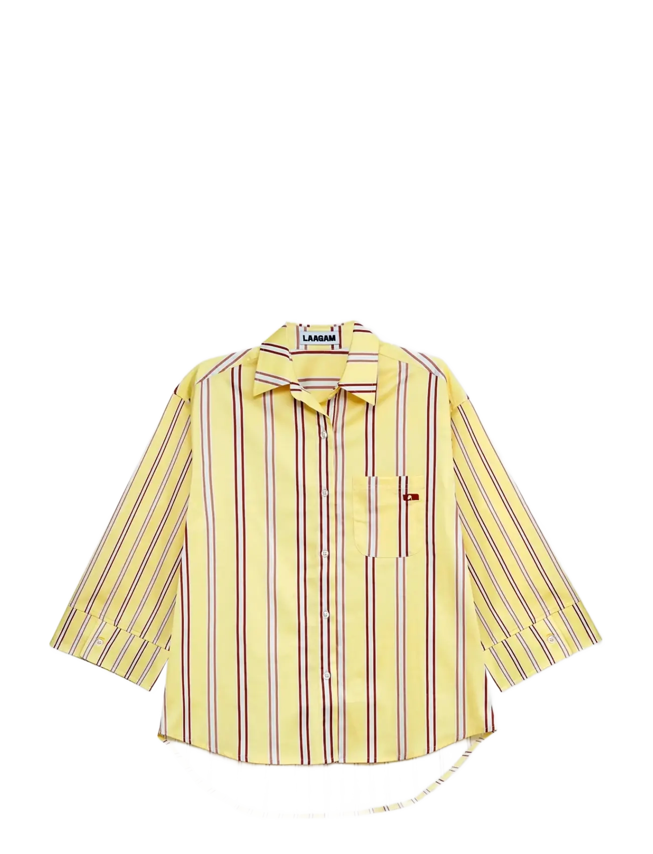 Laagam Caos Butter Striped Shirt, L, Shirts, Gelb - Short-sleeved, Frauen