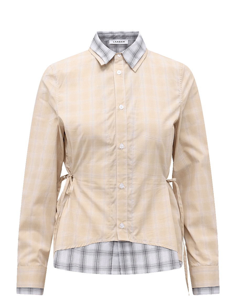 Laagam - CHAPELL BEIGE SQUARED LAYERED SHIRT - langärmlige hemden - beige - 0
