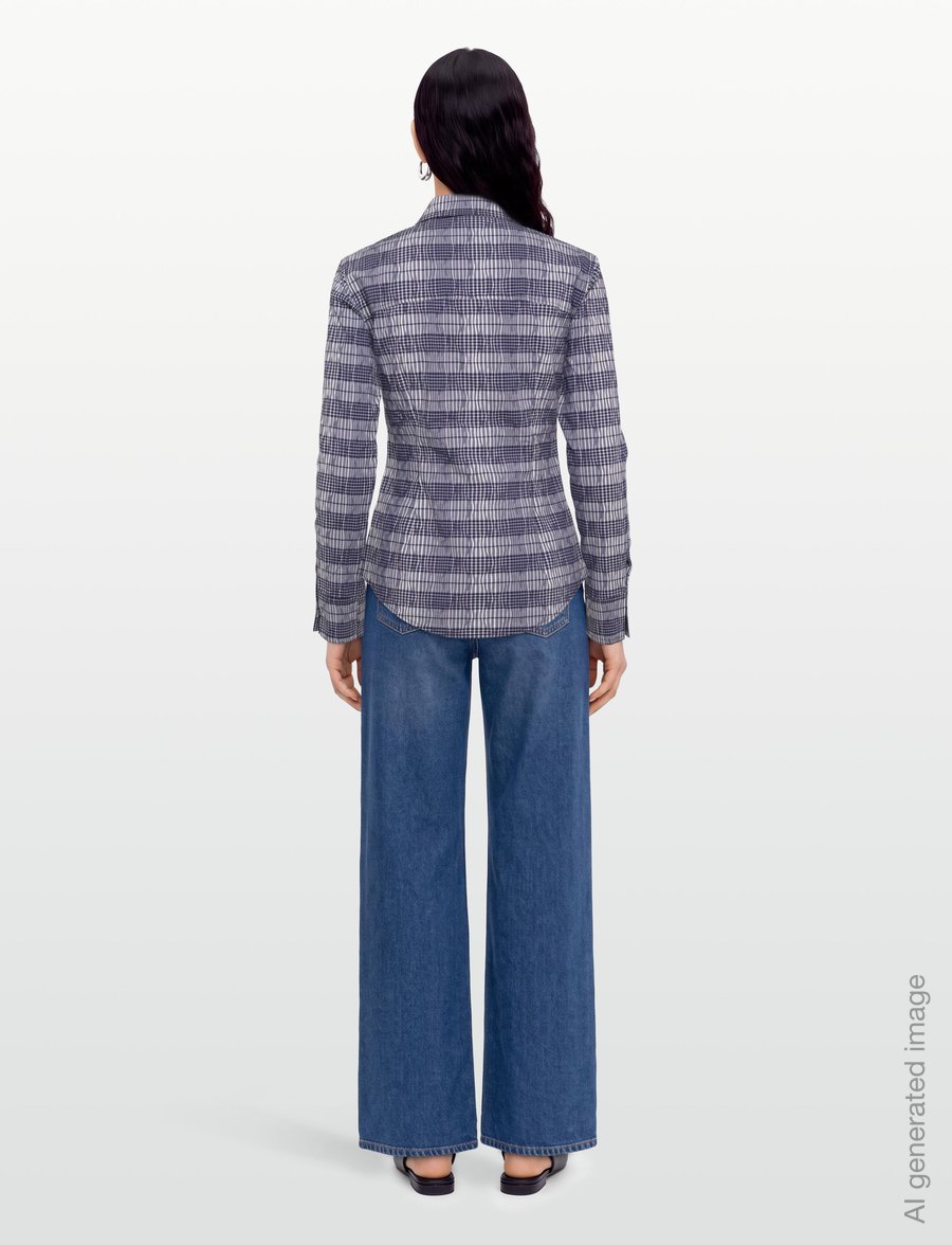 Laagam - HELLA NAVY BLUE SQUARED SHIRT - långärmade skjortor - navy blue - 4