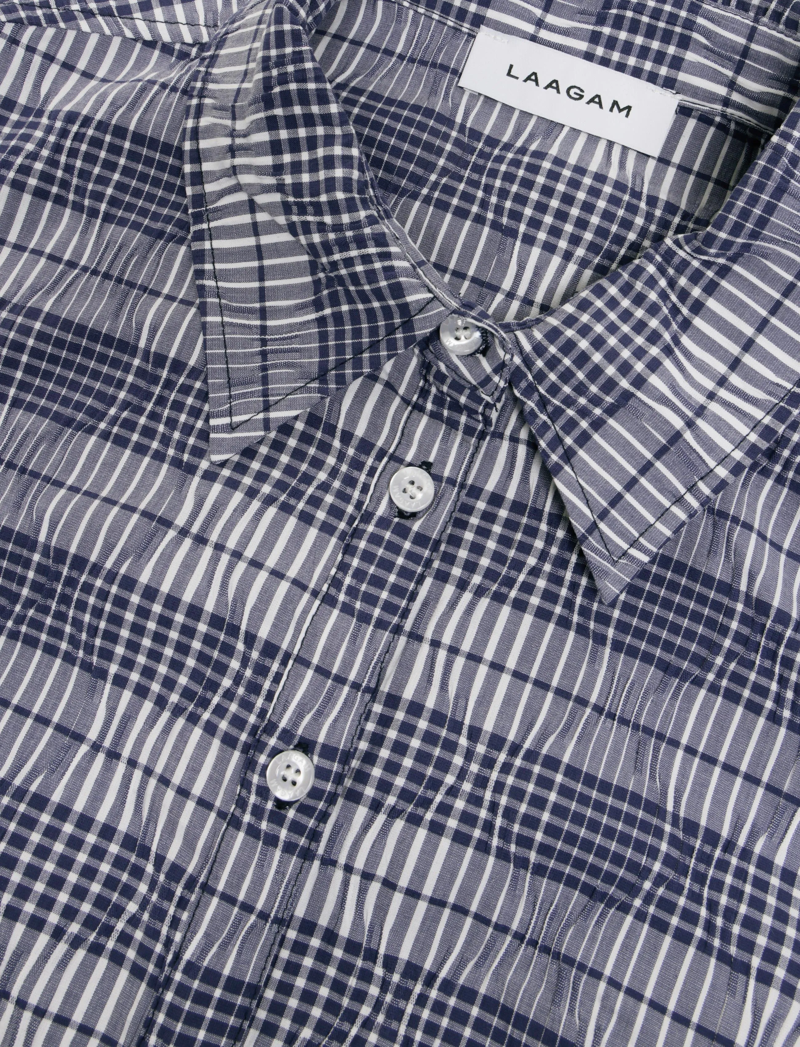 Laagam - HELLA NAVY BLUE SQUARED SHIRT - long-sleeved shirts - navy blue - 2