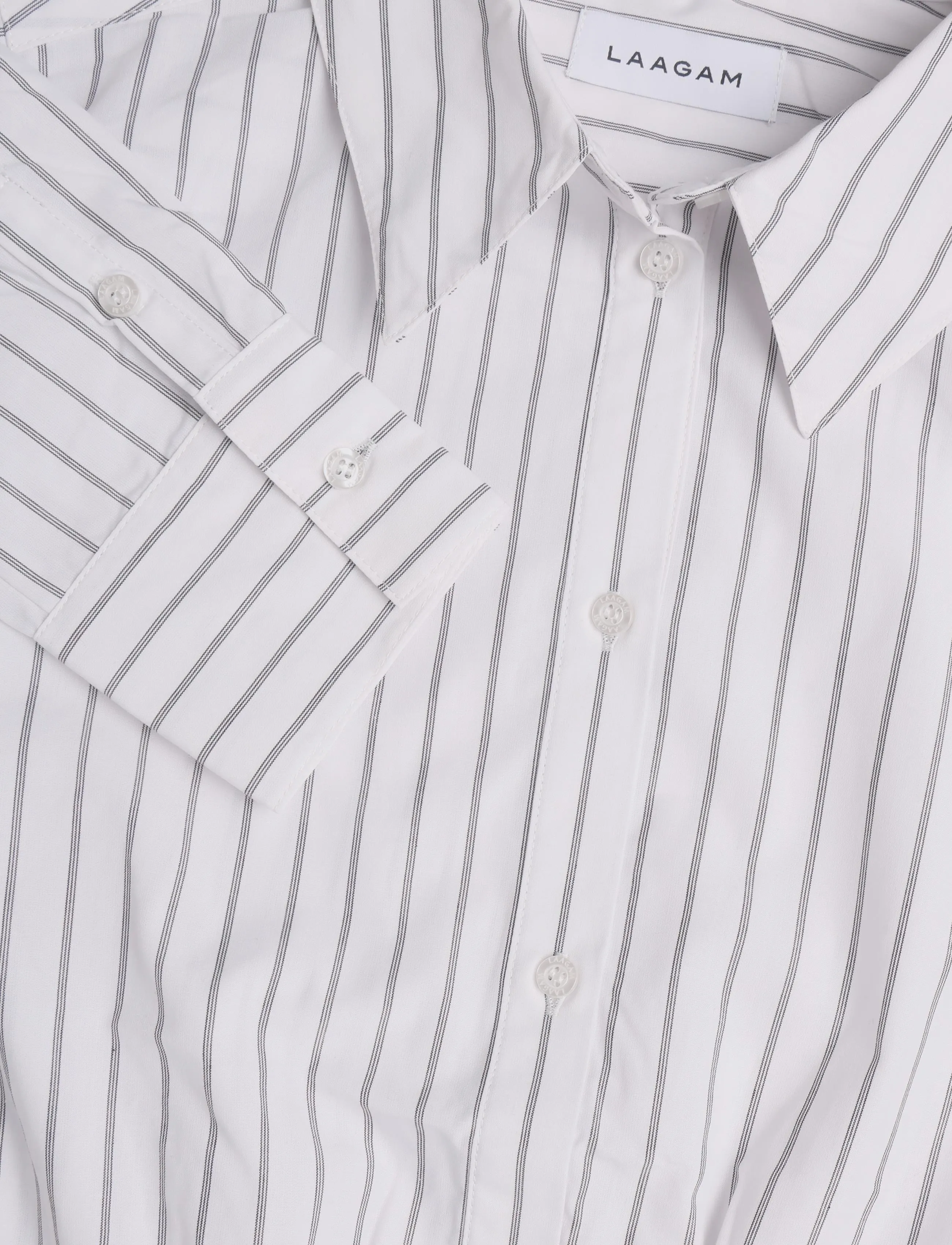 Laagam - RYKA WHITE STRIPED SHIRT - long-sleeved shirts - white - 2