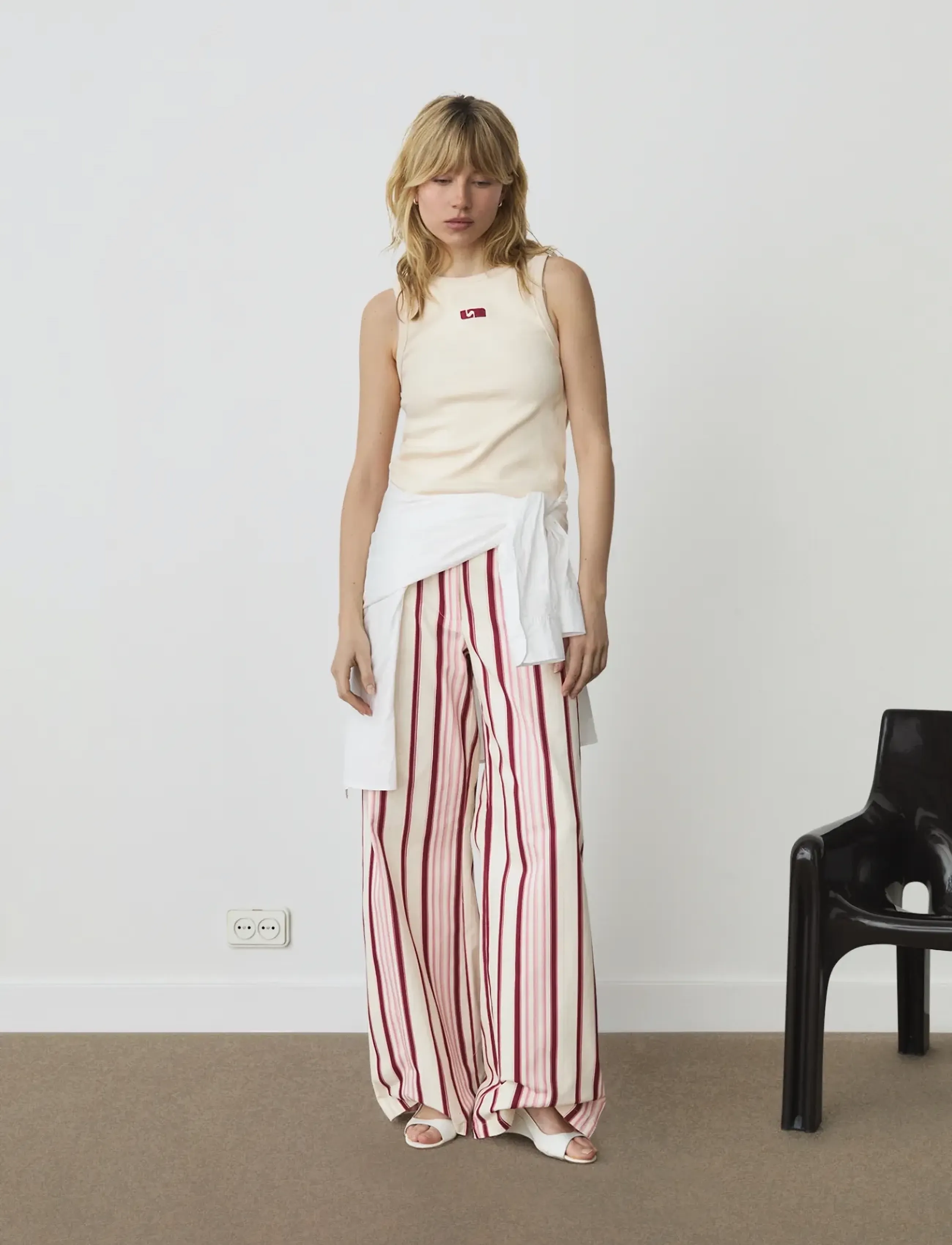 Laagam ECRU EMBROIDERED LOGO TANK TOP - T-shirts & Toppar - ECRU / cream