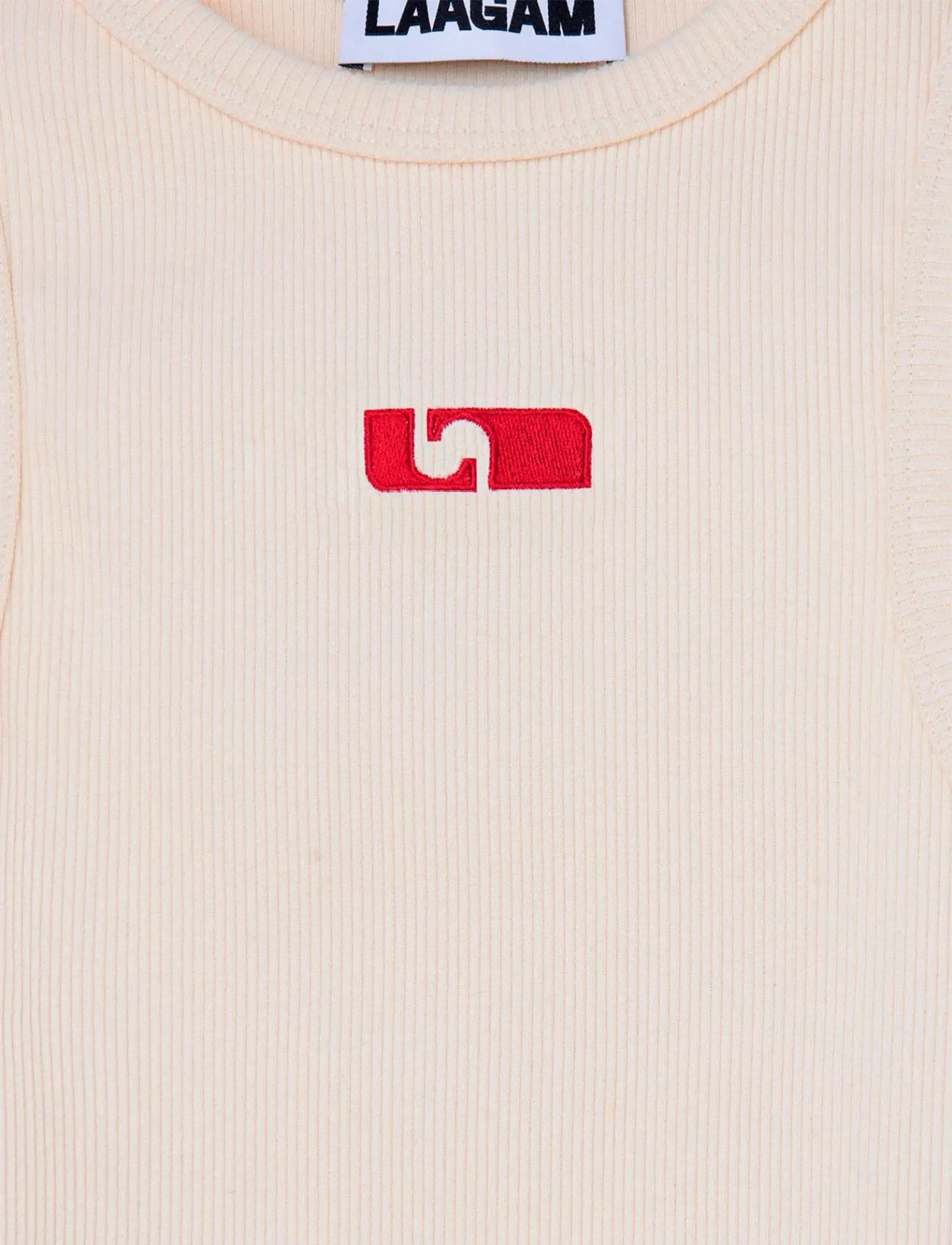 Laagam - ECRU EMBROIDERED LOGO TANK TOP - stuttermarbolir og toppar - ecru - 4