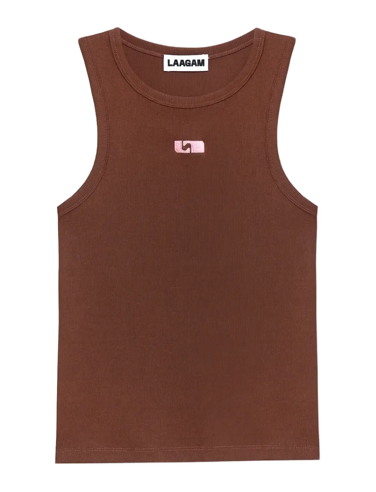 LAAGAM Braun Bestickt Logo Tank Oberteil Burgundy - XL - Damen