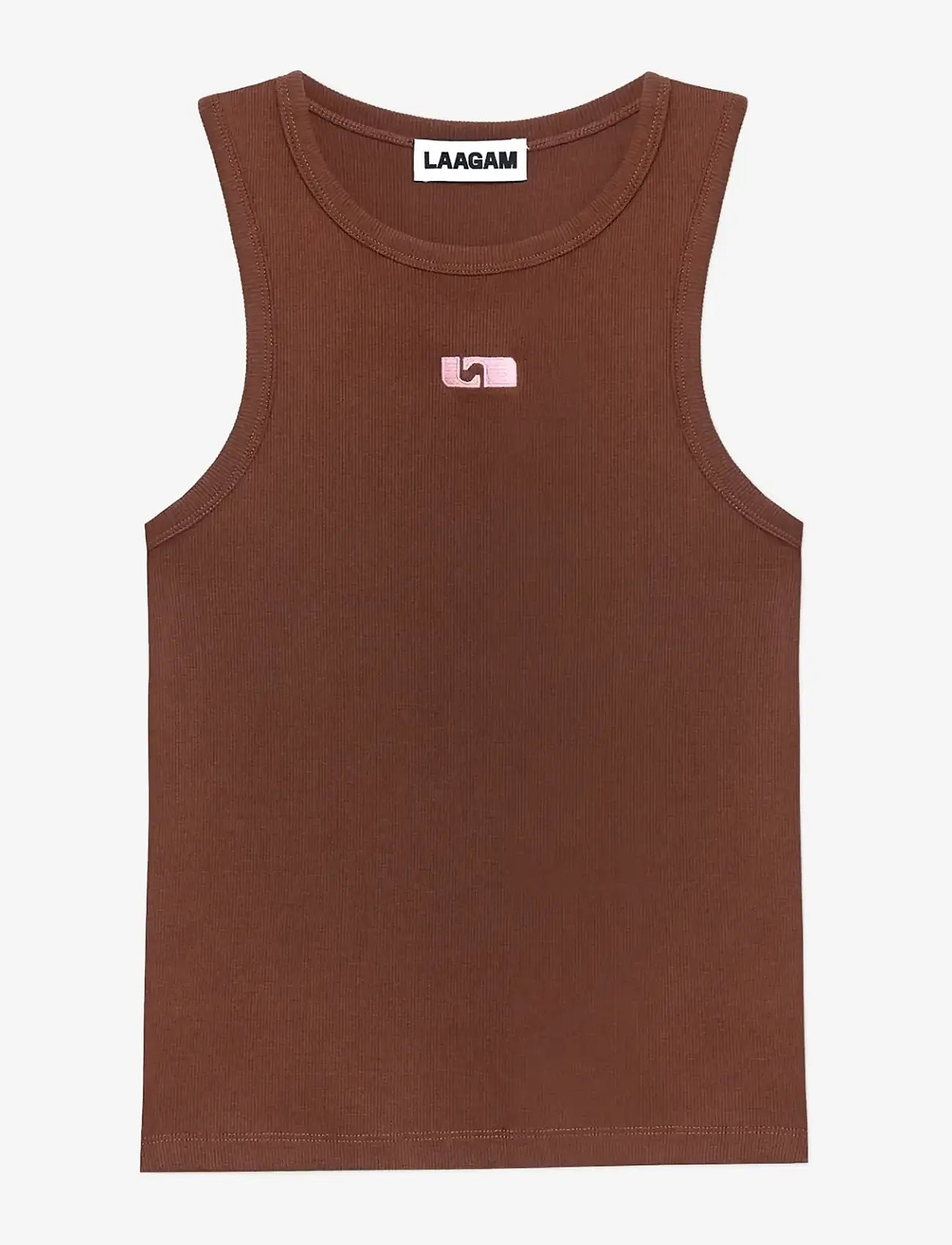 Laagam - BROWN EMBROIDERED LOGO TANK TOP - varrukateta alussärgid - brown - 1