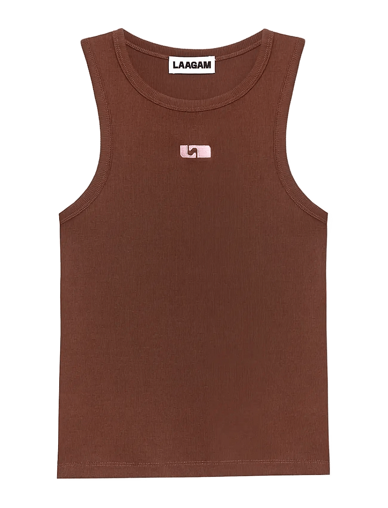 Laagam - BROWN EMBROIDERED LOGO TANK TOP - Ärmellose tops - brown - 1