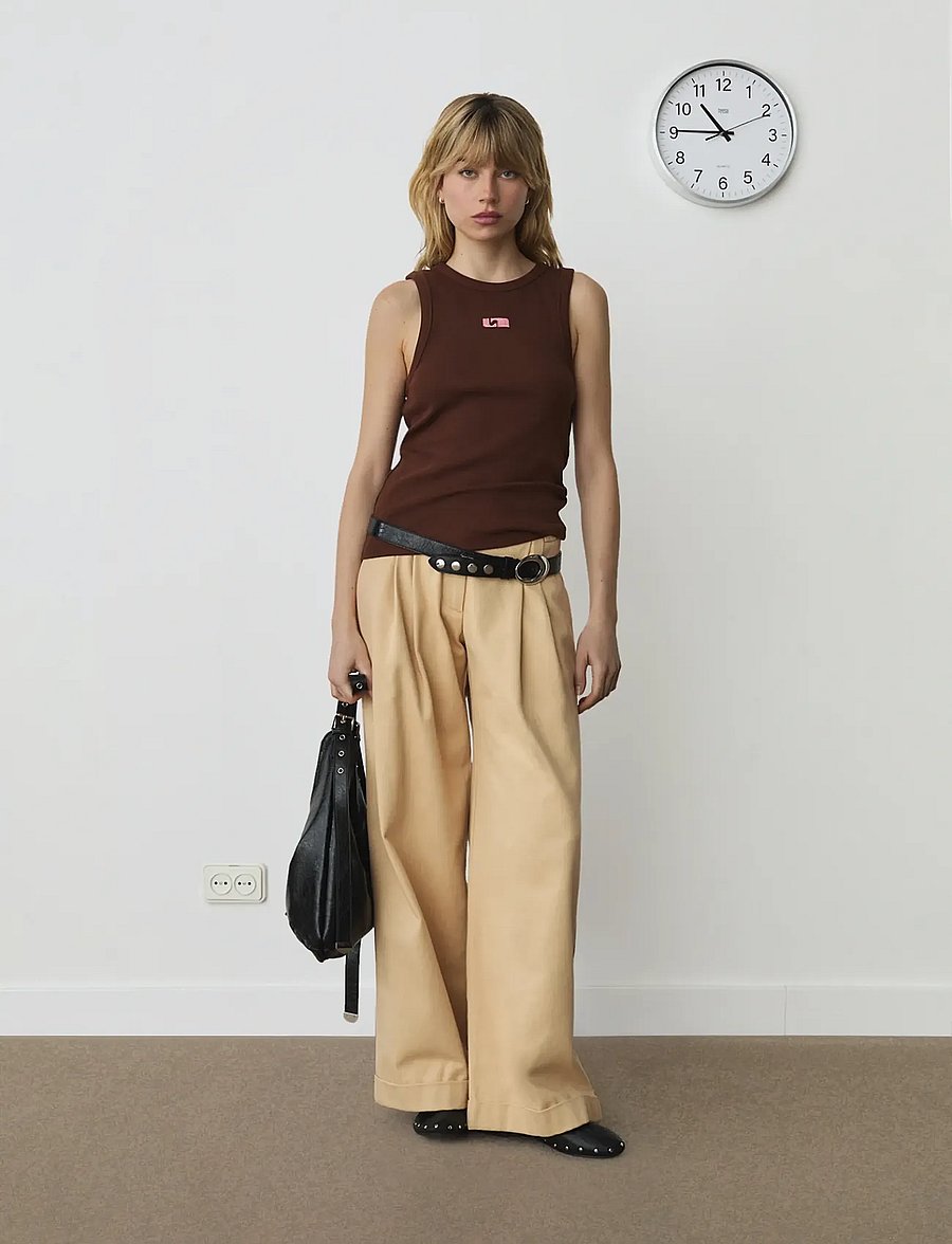 Laagam - BROWN EMBROIDERED LOGO TANK TOP - Ärmellose tops - brown - 2