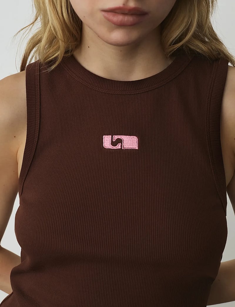 Laagam - BROWN EMBROIDERED LOGO TANK TOP - Ärmellose tops - brown - 3