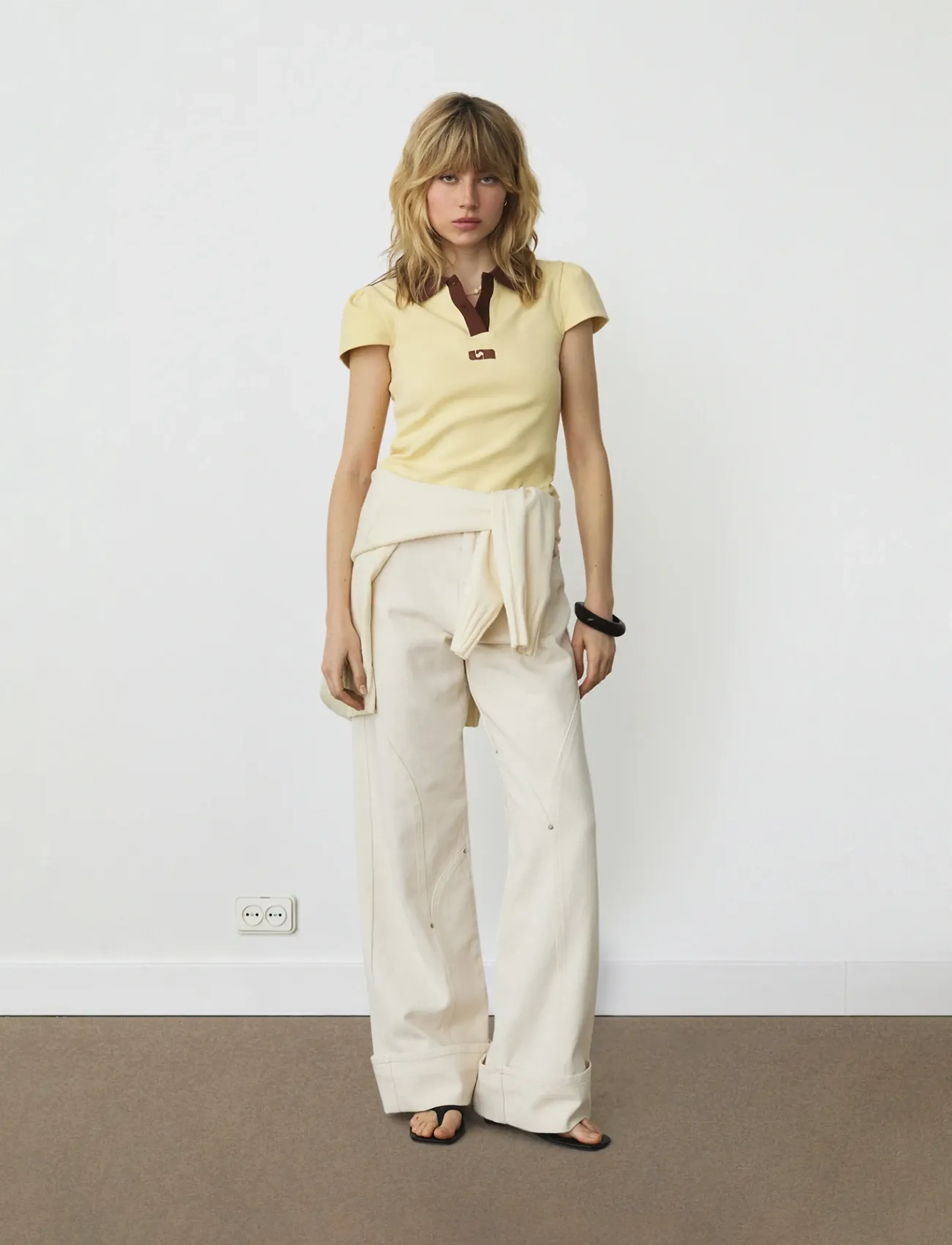 Laagam ERYA BUTTER POLO T-SHIRT - Pikeepaidat - BUTTER / cream