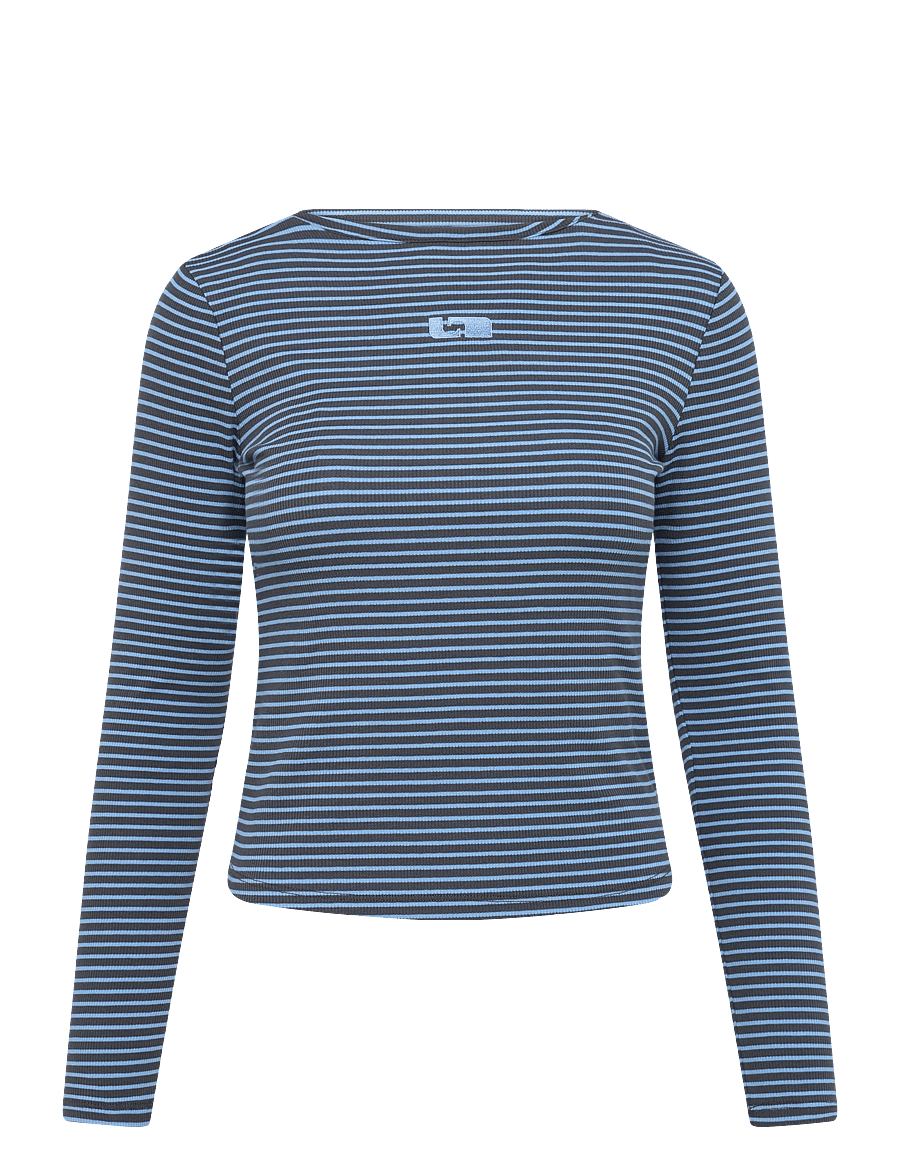 Laagam - EMORY BLUE STRIPED LONG SLEEVE T-SHIRT - langärmlige tops - blue - 0