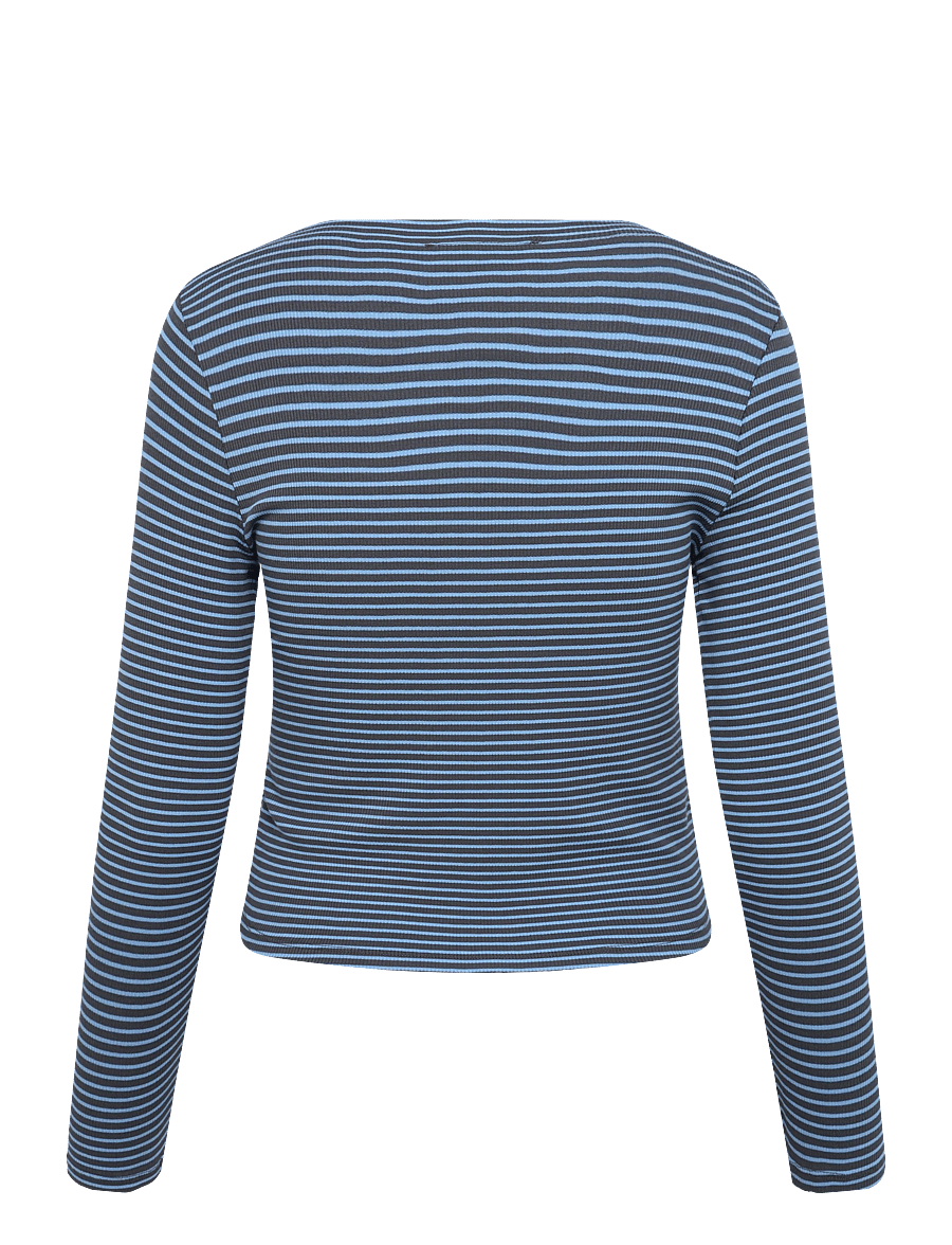 Laagam - EMORY BLUE STRIPED LONG SLEEVE T-SHIRT - langärmlige tops - blue - 1