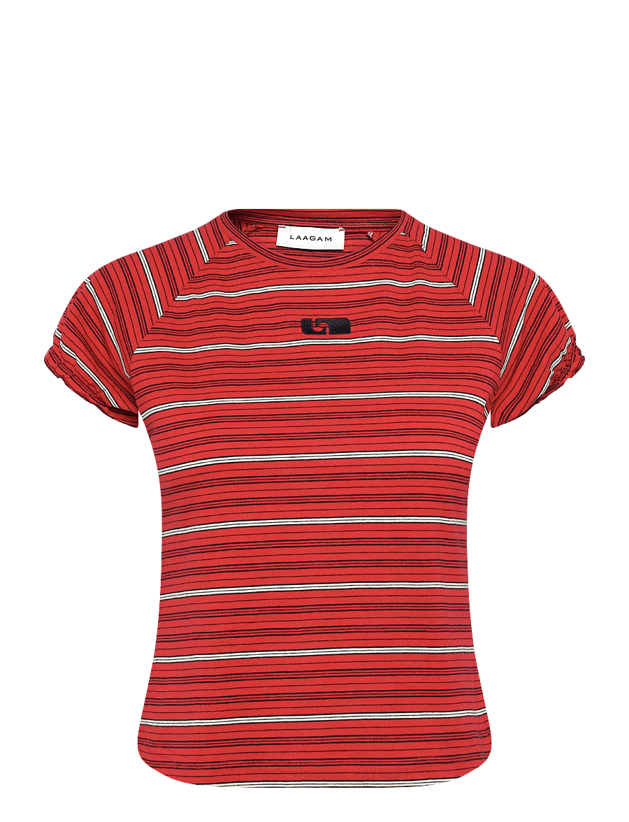 Laagam - ZAIRA RED EMBROIDERED LOGO T-SHIRT - t-shirts - red - 0