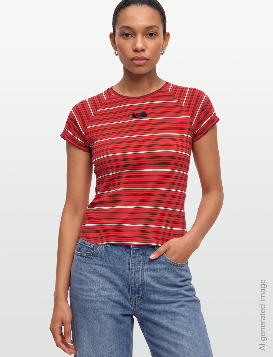 Laagam - ZAIRA RED EMBROIDERED LOGO T-SHIRT - t-shirts - red - 3