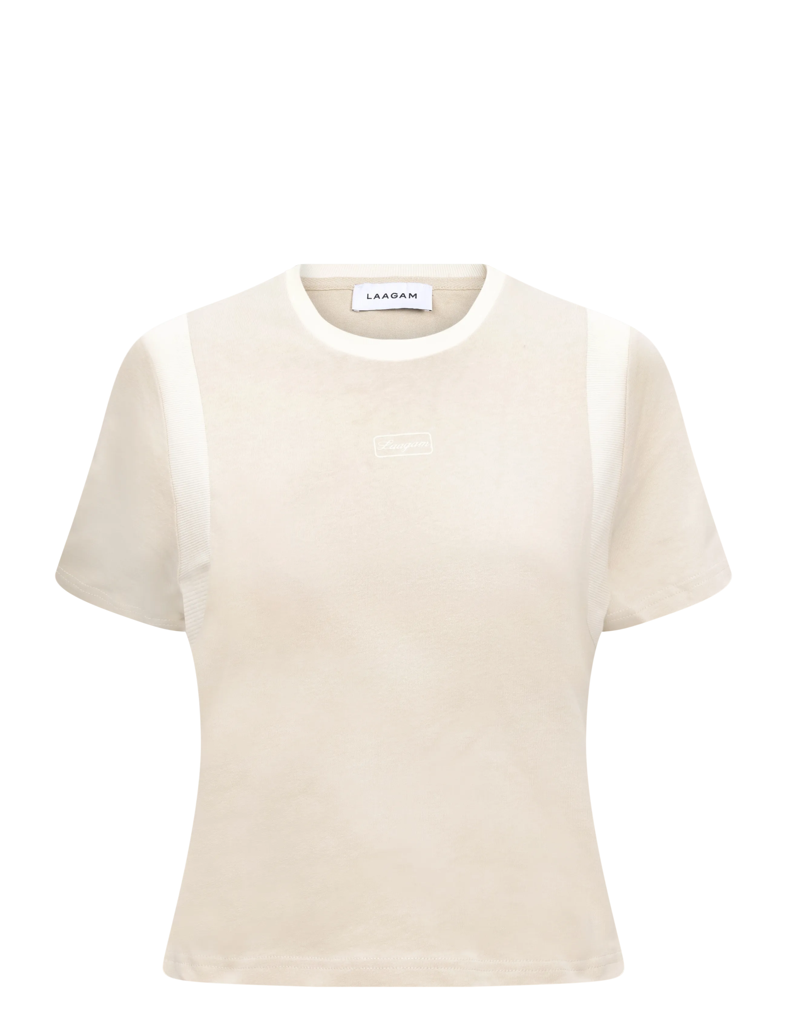 Laagam LUMEA ECRU LOGO T-SHIRT - T-Shirts & Tops - ECRU / cream