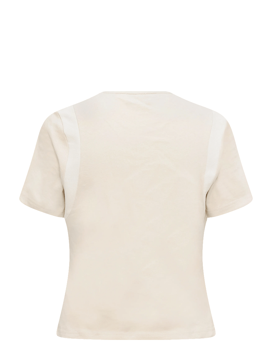 Laagam - LUMEA ECRU LOGO T-SHIRT - t-shirts - ecru - 1
