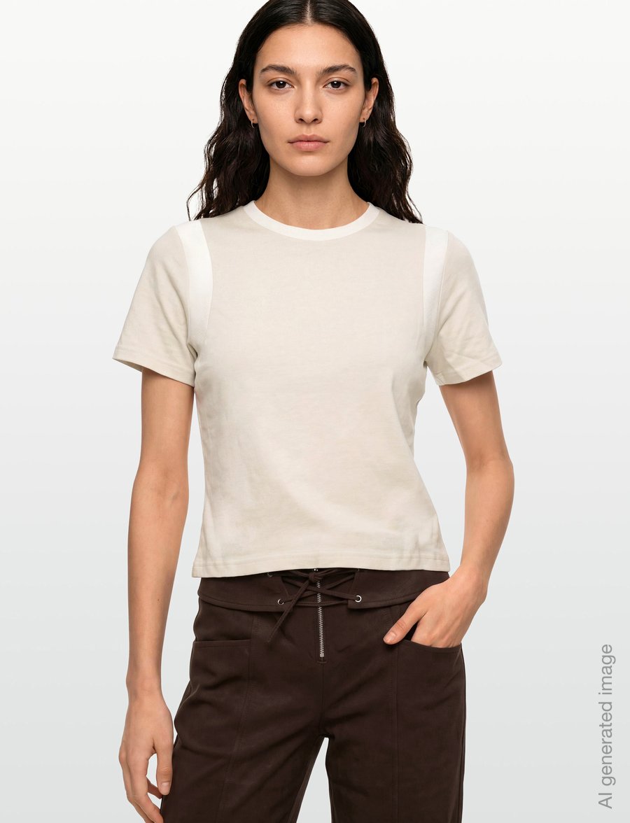 Laagam - LUMEA ECRU LOGO T-SHIRT - t-shirts - ecru - 3