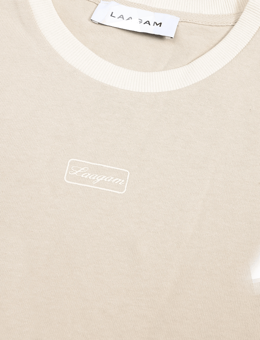 Laagam - LUMEA ECRU LOGO T-SHIRT - t-shirts - ecru - 2