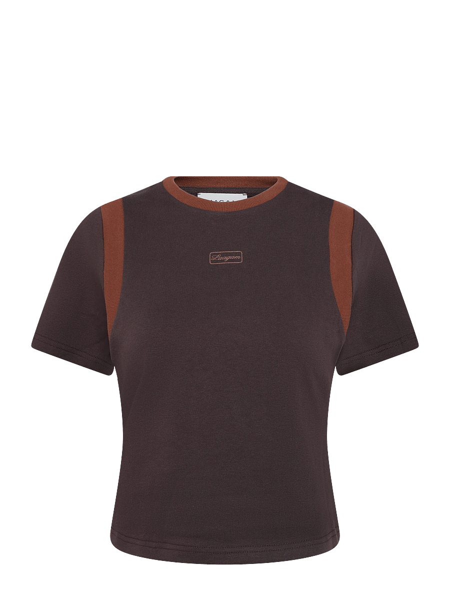 Laagam - LUMEA BROWN LOGO T-SHIRT - t-shirts - brown - 0