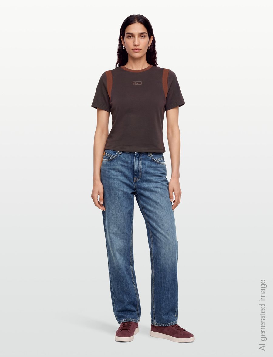 Laagam - LUMEA BROWN LOGO T-SHIRT - t-shirts - brown - 0
