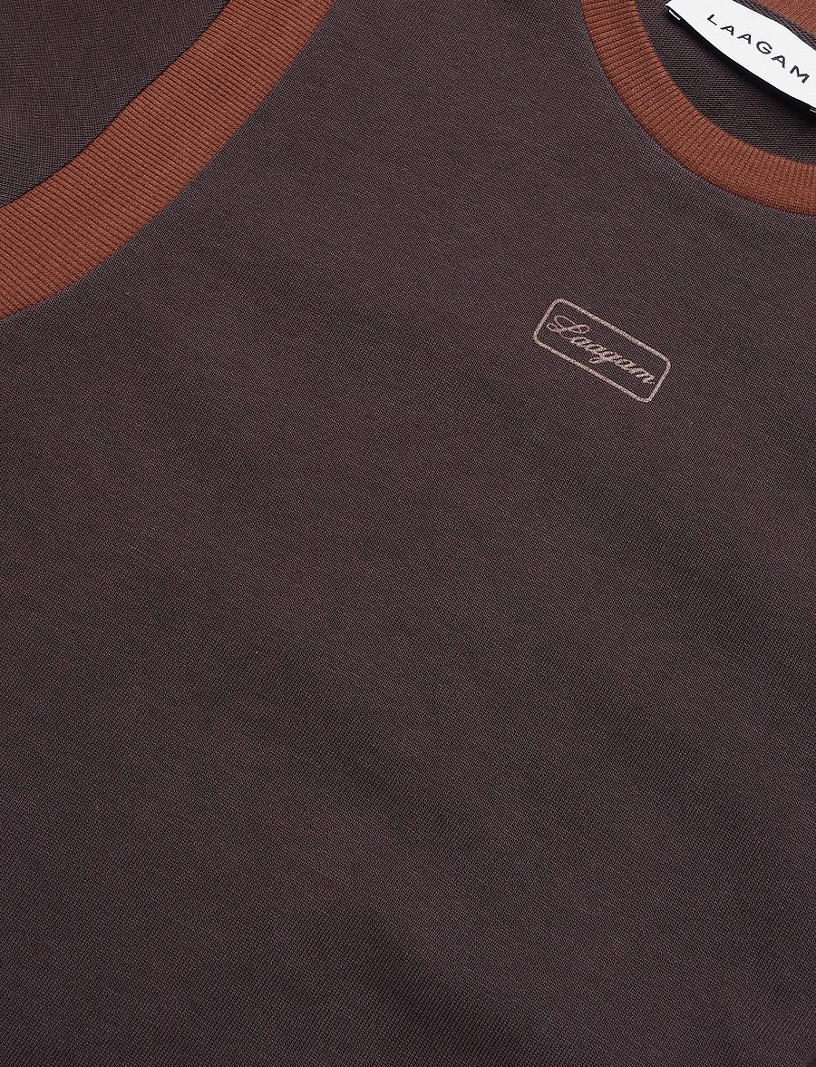 Laagam - LUMEA BROWN LOGO T-SHIRT - t-shirts - brown - 2