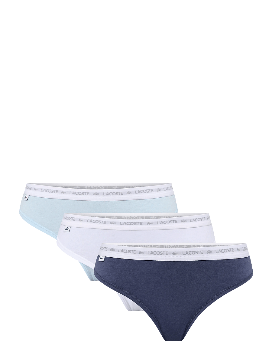 Lacoste - Black Stretch Cotton 3 Pack Thongs. - tangas - multi - 0