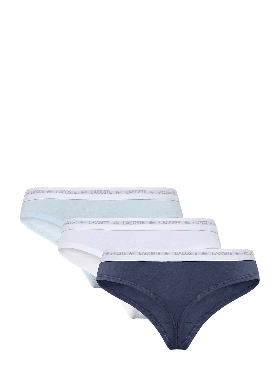 Lacoste - Black Stretch Cotton 3 Pack Thongs. - tangas - multi - 1