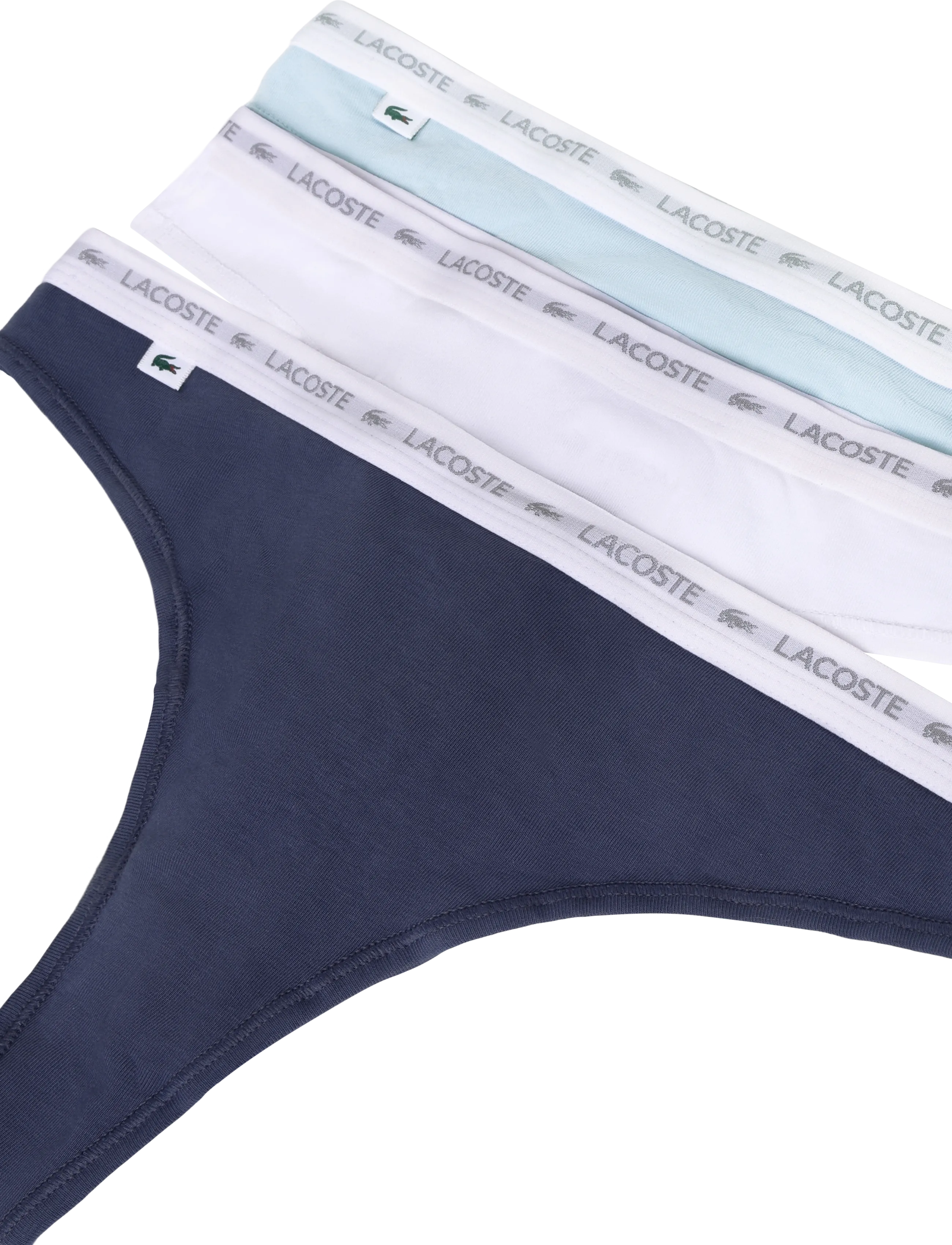 Lacoste - Black Stretch Cotton 3 Pack Thongs. - multi - 2