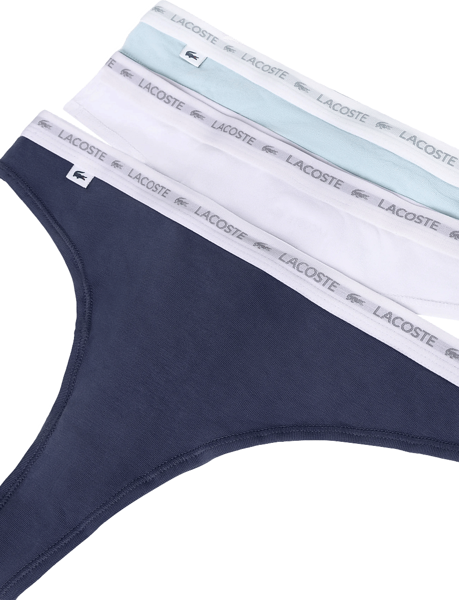 Lacoste - Black Stretch Cotton 3 Pack Thongs. - tangas - multi - 2