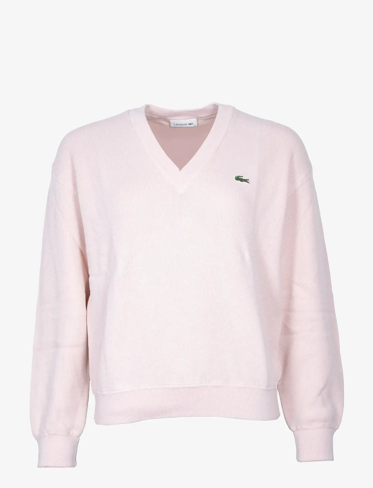 Lacoste - V-neck cotton sweater - striktrøjer - pink - 0
