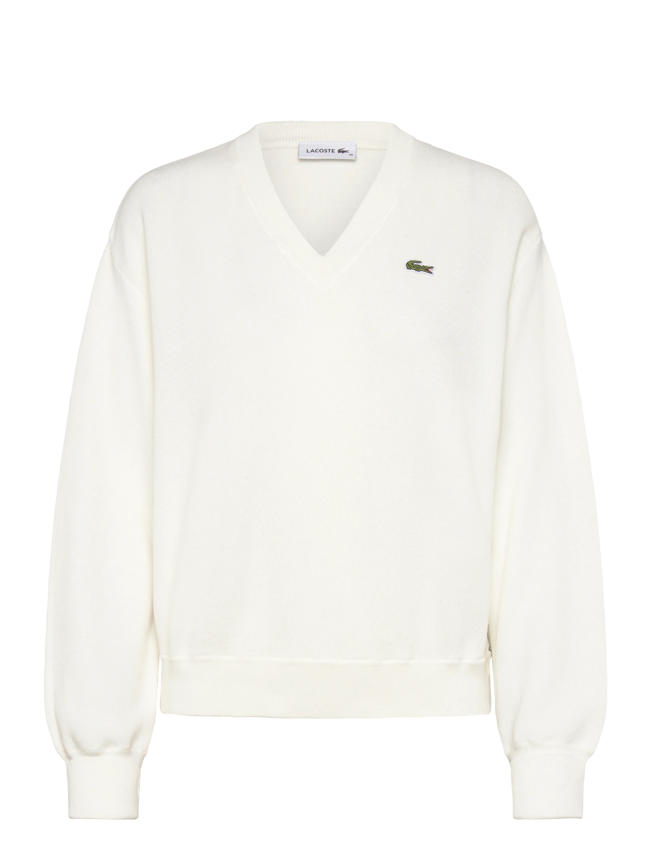 Lacoste V-neck cotton sweater - Clothing - WHITE / white