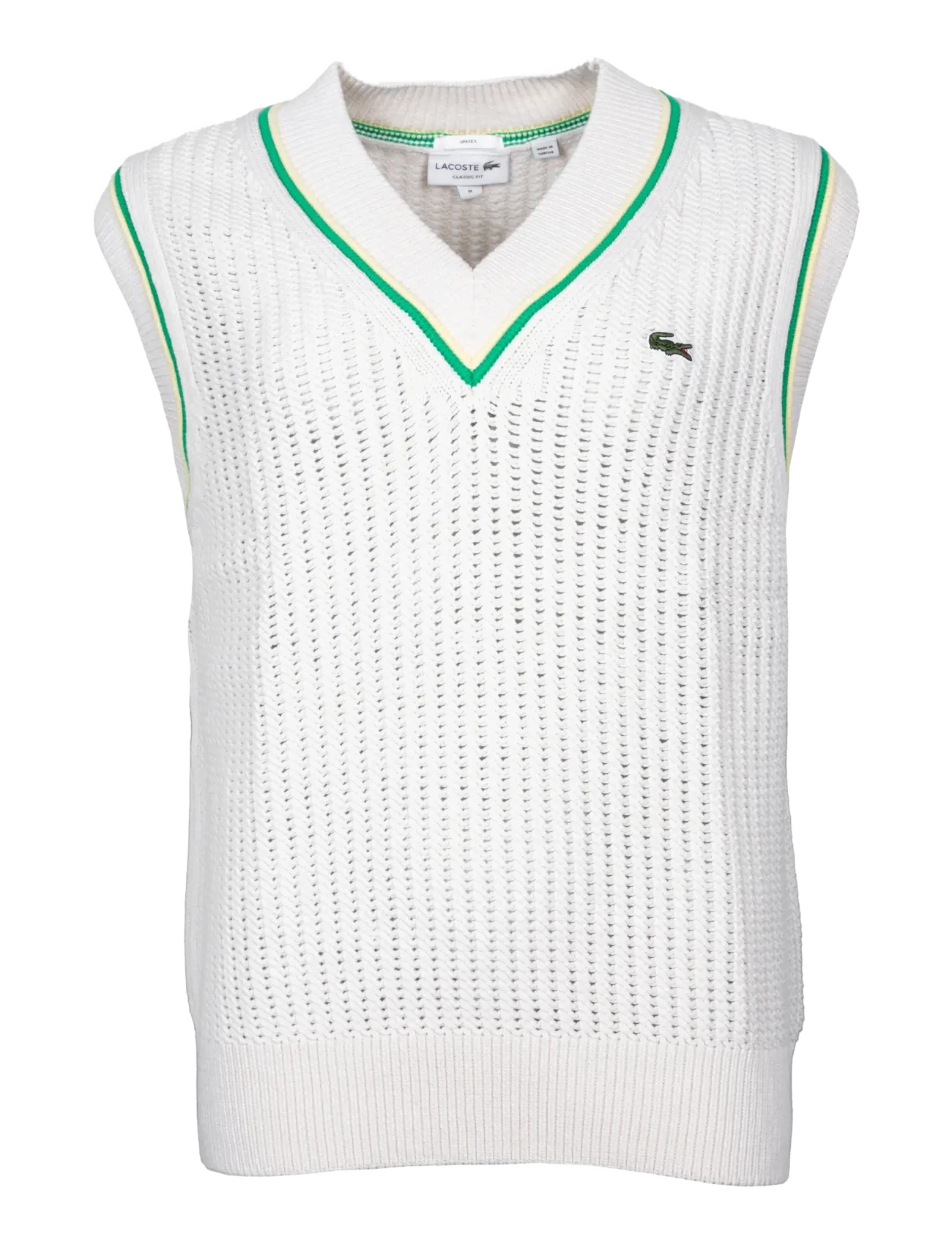 Lacoste Crochet Effect Chunky Knit Vest, M, Westen, Creme - Knitted Frauen