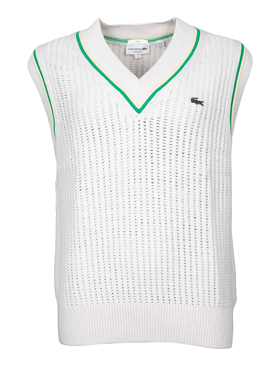 Lacoste - Crochet Effect Chunky Knit Vest - cream - 0