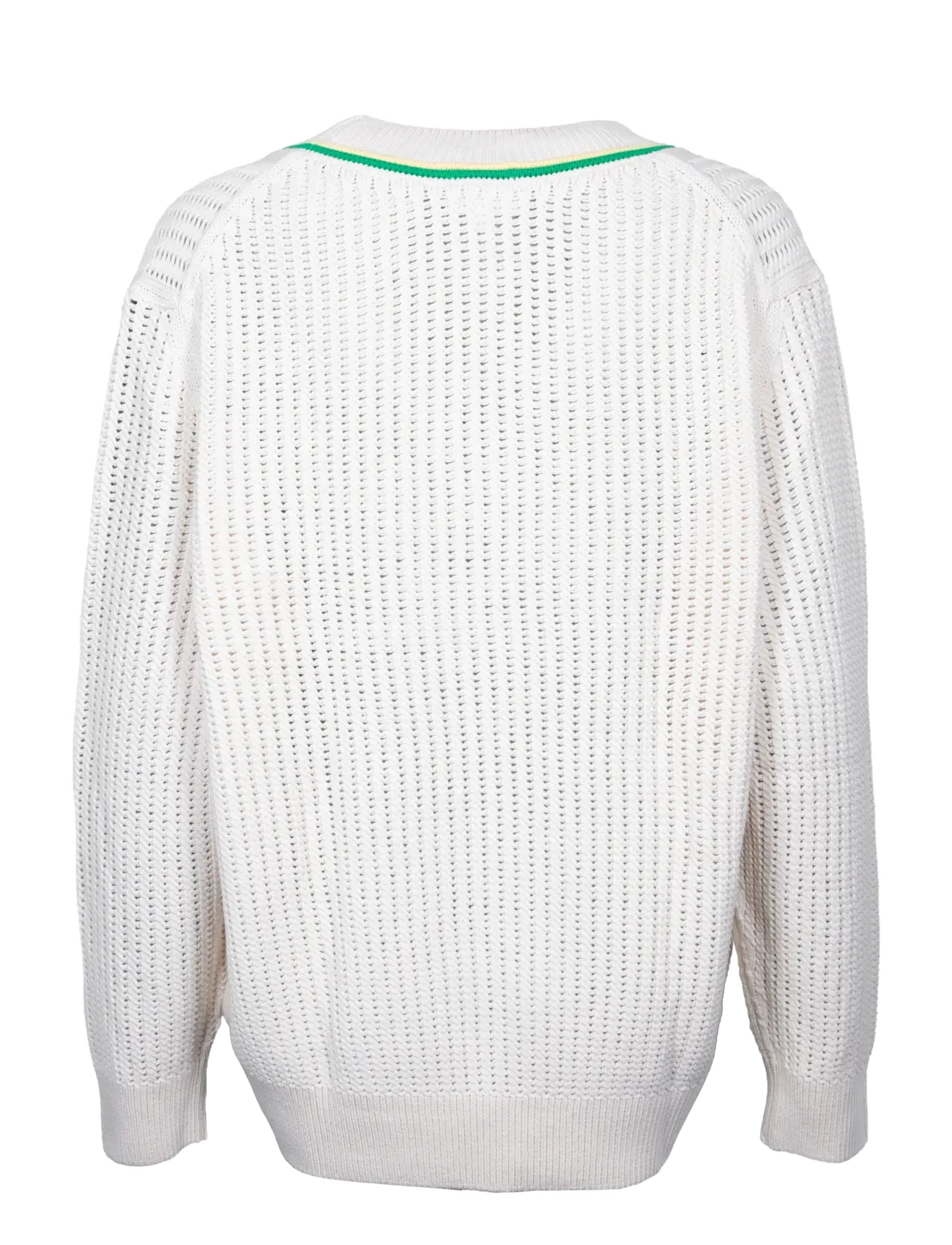 Lacoste - V-Neck Striped Tennis Sweater - pullover - cream - 1