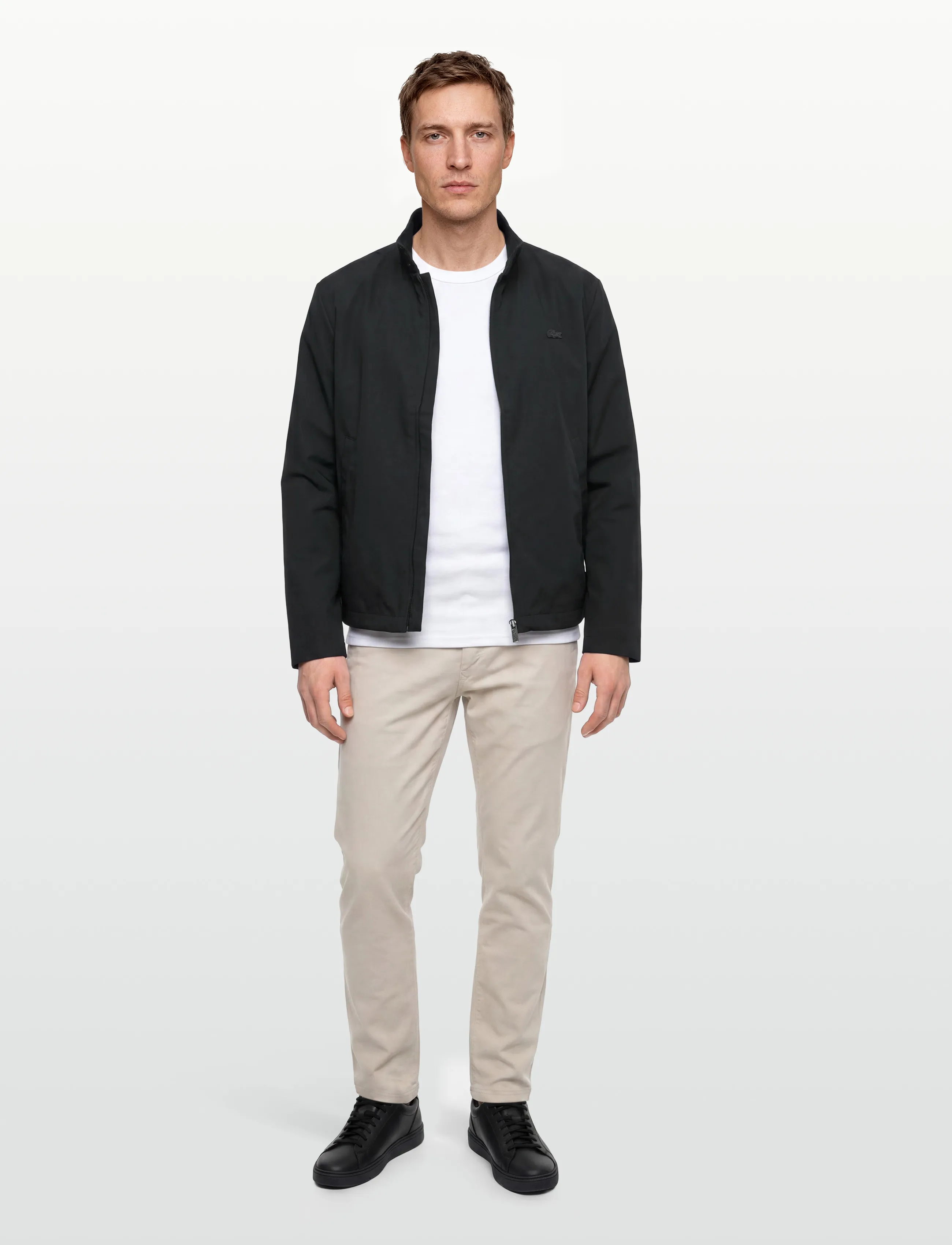 Lacoste Water-Repellent Harrington Windbreaker Jacket, 56, Jackets, Schwarz - Light Männerswear