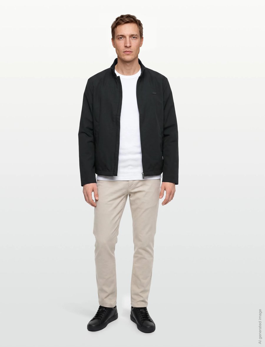 Lacoste - Water-Repellent Harrington Windbreaker Jacket - hybridjakker - black - 0