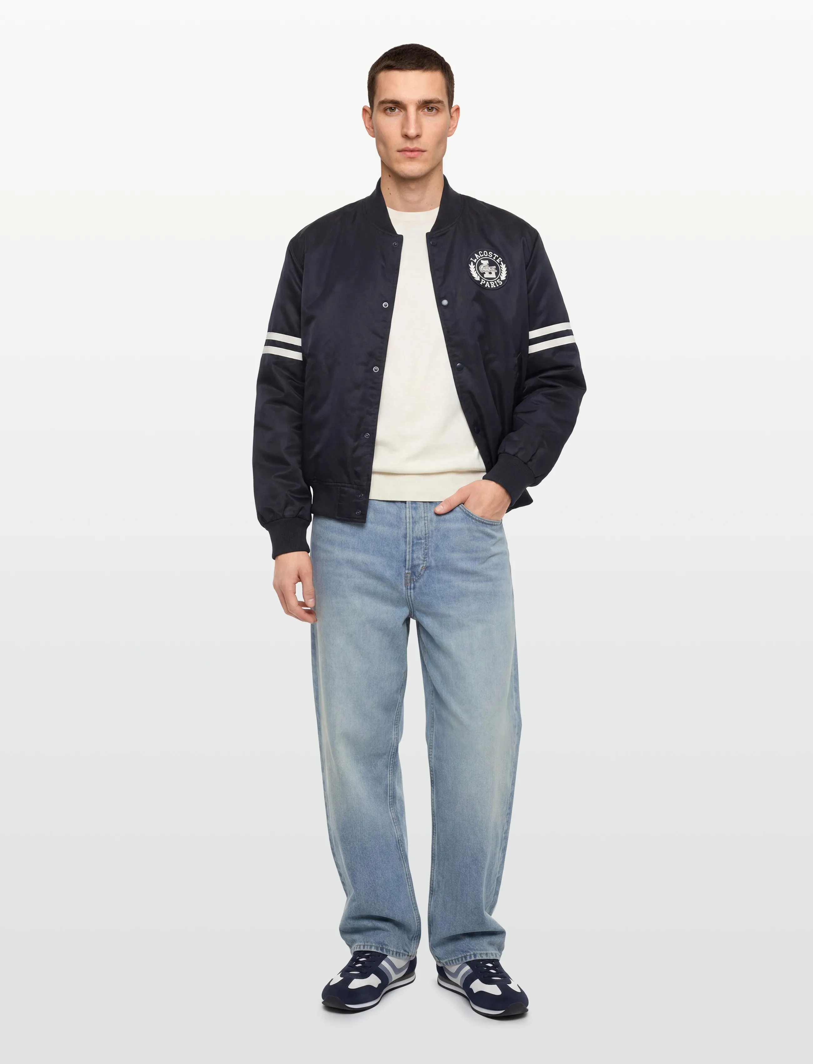Lacoste Embroidered Badge Water-Repellent Bomber Jacket, XL, Navy, Jakker > Bomberjakker, Herre