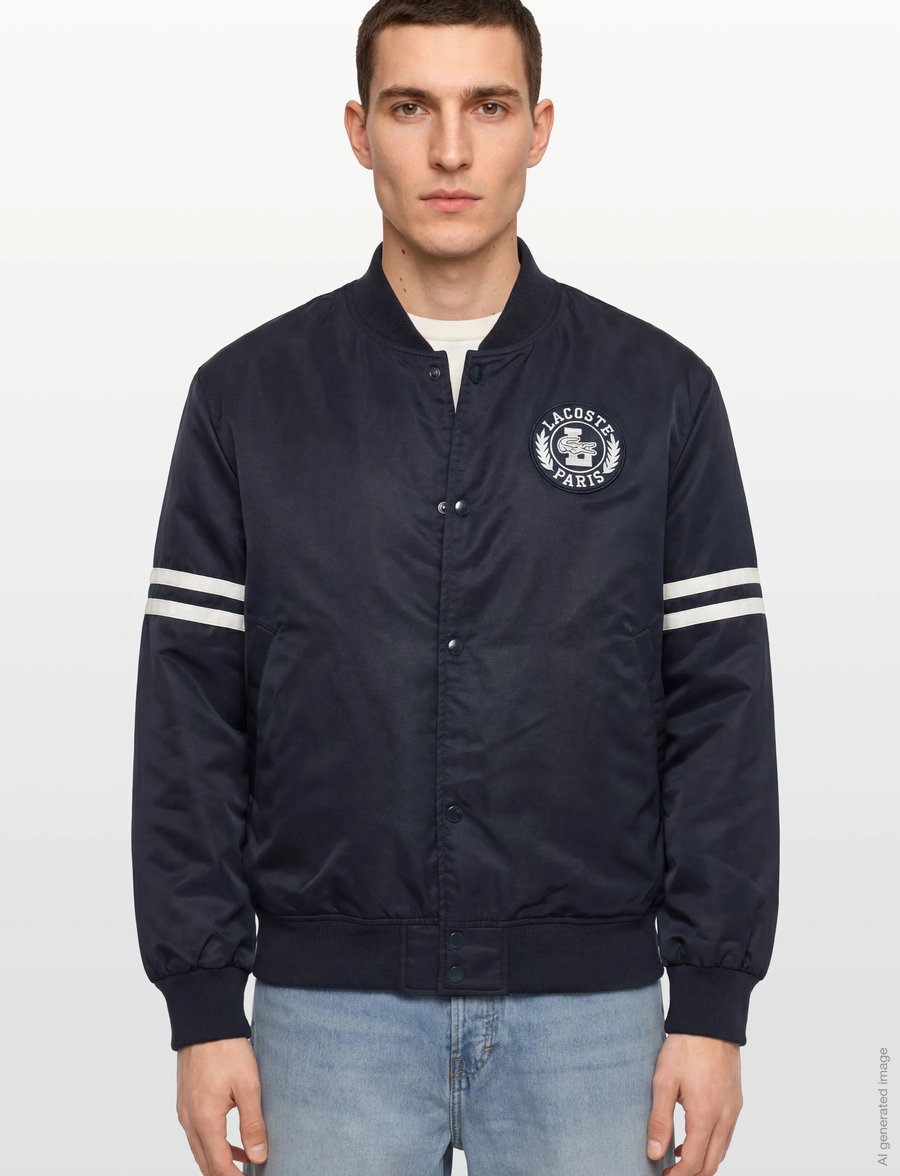 Lacoste - Embroidered Badge Water-Repellent Bomber Jacket - varsity jackor - navy - 3